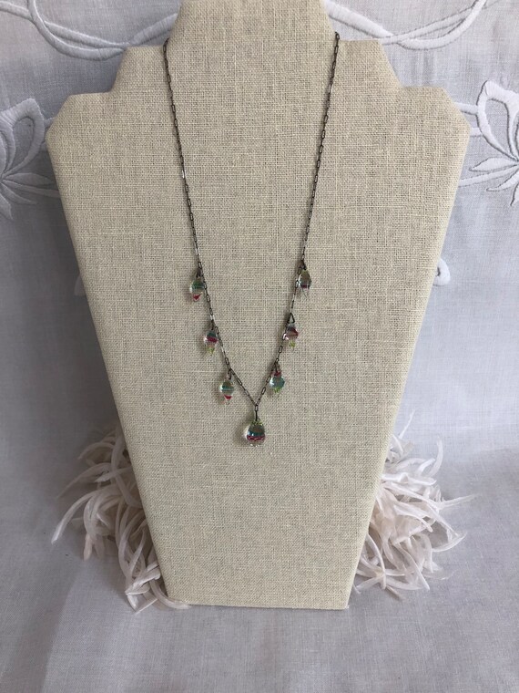 Vintage Art Deco Iris Glass Necklace~Faceted Glas… - image 7