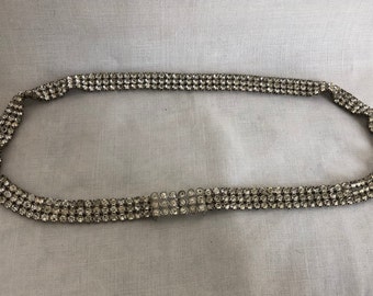 Vintage 1930's Prong Set Rhinestone Paste Belt~Flapper Wedding Belt~Evening Dress Belt~Special Occasion Flapper Rhinestone Belt and Buckle~