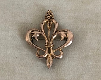 Vintage Art Nouveau Watch Pin~Fancy Brass Fleur-Dis-Lis Watch Pin