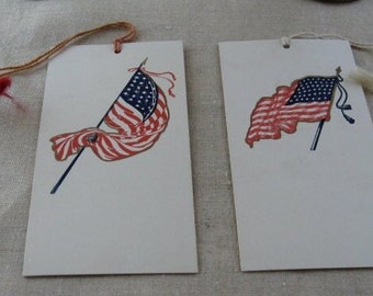 Lot of 2 Antique Circa 1910 Patriotic American Flag Dance Cards~4th of July~Americana Ephemera~Scrapbooking~Paper Goods