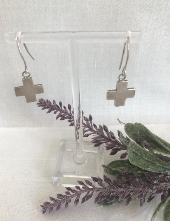 Vintage TAXCO Sterling 925 Equi Cross Earrings~Signed