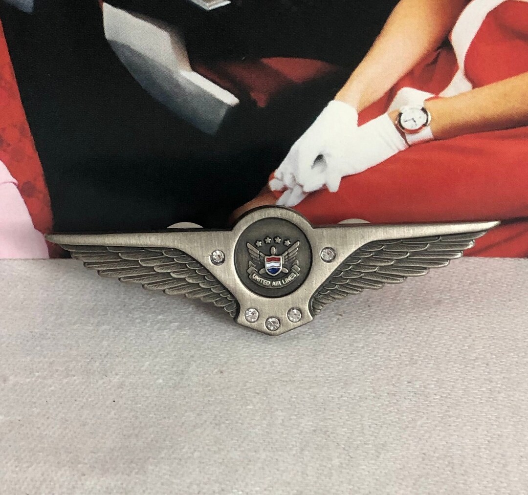 Vintage United Airlines Silver Stewardess Wingsauthentic Metal 25 Years