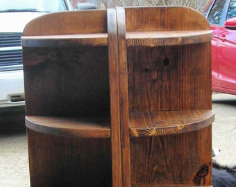 Walnut Stained Pine Corner Shelves, Set of 2