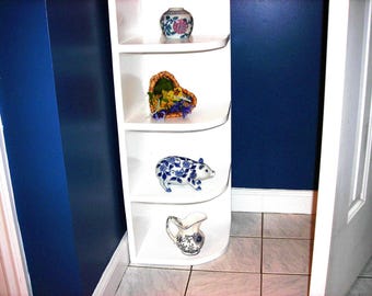 White Corner Shelf, 4 Tier Display Cupboard