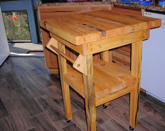 24" x 24' butcher block rolling island for kitchen.