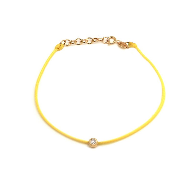 Diamond Cord Bracelet 14K Gold Diamond Bracelet String | Etsy
