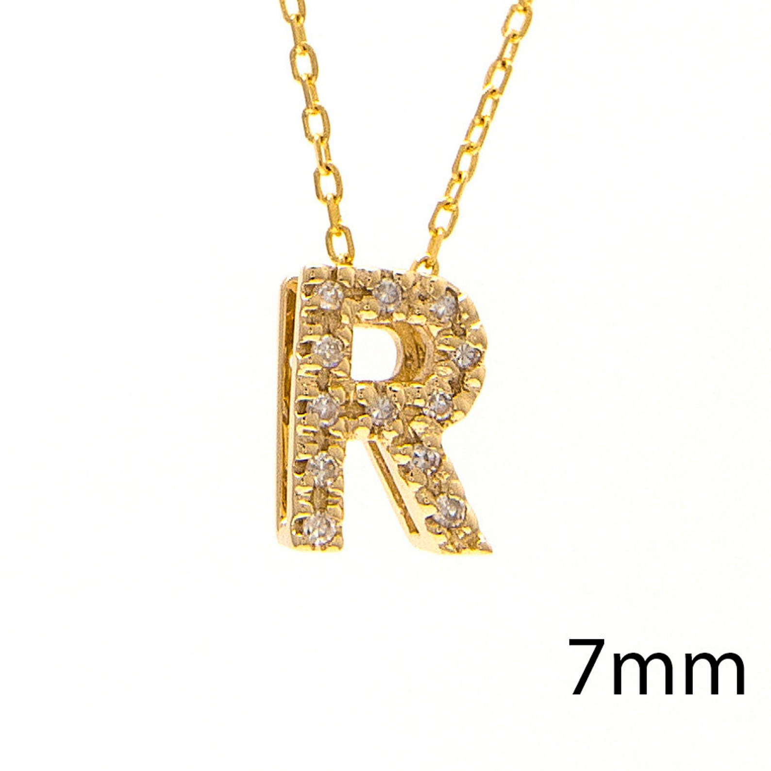 Diamond Initial Necklace Diamond Letter Necklace 14K Gold Etsy