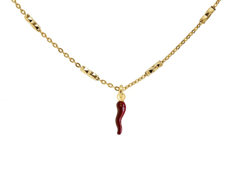 925 Sterling Silver Red Hot Chili Pepper Necklace dipped in image 1