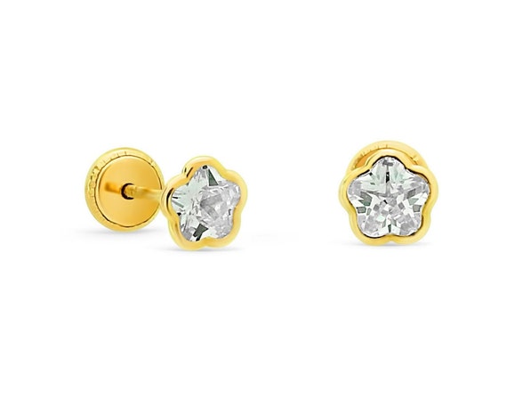 Baby Diamond Earrings Screw Back .10TCW | 14K Gold