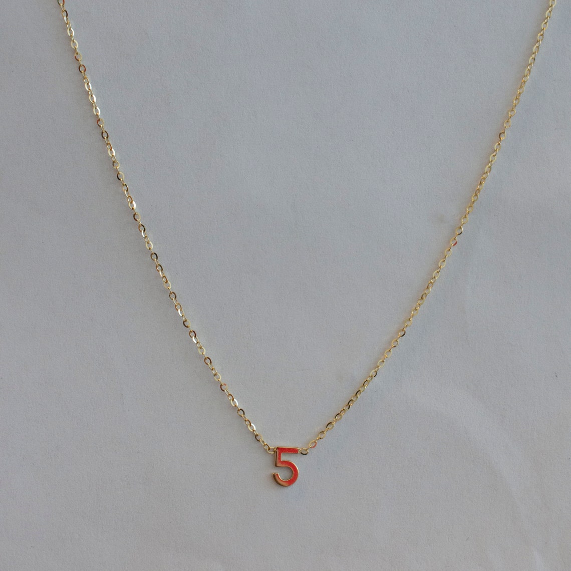 Number Necklace Gold Number Charm Custom Necklace 14k Gold Etsy