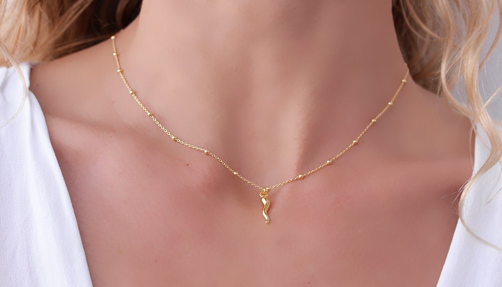 Italian horn necklace best sale womens