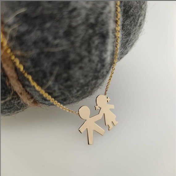 14k Gold Kids Necklace Boy and Girl Necklace Mommy Gift Etsy