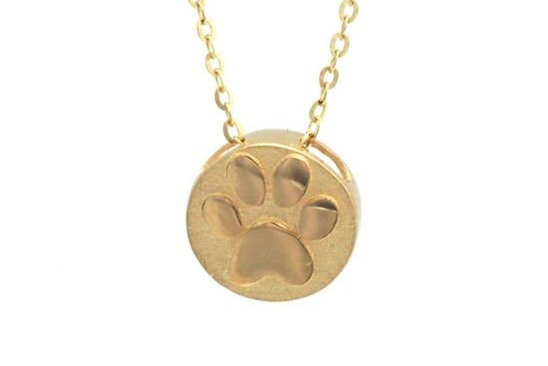 14k Yellow Gold Dog Paw Necklace Dog Paw Pendant Yellow Gold Dog Gift