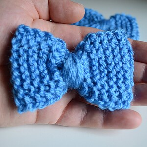 Gifts For Her, Sky Blue Hair Bow, Blue Bow Tie, Womens Accessories, Blue Knit Bow, Blue Knitted Bow, Kids Bow - Single Bow or Set of Two