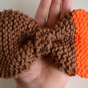 Gifts For Her, Gifts For Him, Women&#39;s Accessories, Brown Orange Bow, Brown Knitted Bow, Brown Knit Bow, Color Block Bow Tie, Clip On Bow Tie