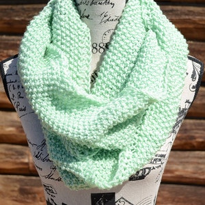 Gifts For Her, Gifts For Him, Green Infinity Scarf, Green Knit Scarf, Honeydew Scarf, Green Circle Scarf, Green Knit Snood, Green Knit Cowl