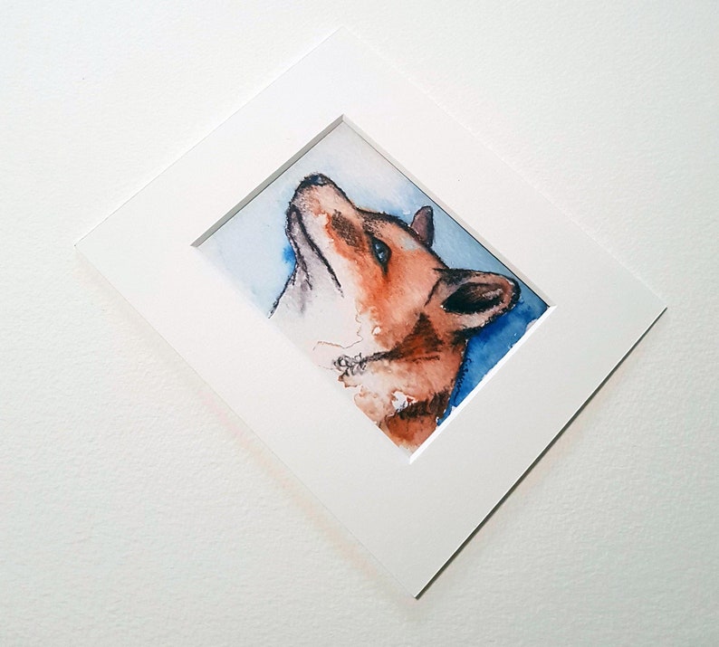 Limited Edition ACEO Fox Print Red Fox Mini Print Wildlife Mini Painting Watercolour Fox Painting Watercolour Fox ACEO Print Foxes