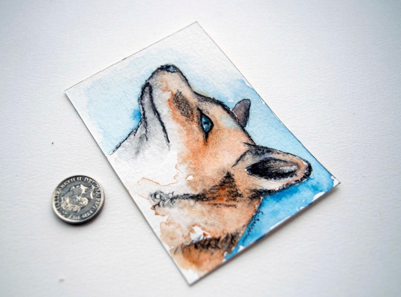 Limited Edition ACEO Fox Print Red Fox Mini Print Wildlife Mini Painting Watercolour Fox Painting Watercolour Fox ACEO Print Foxes