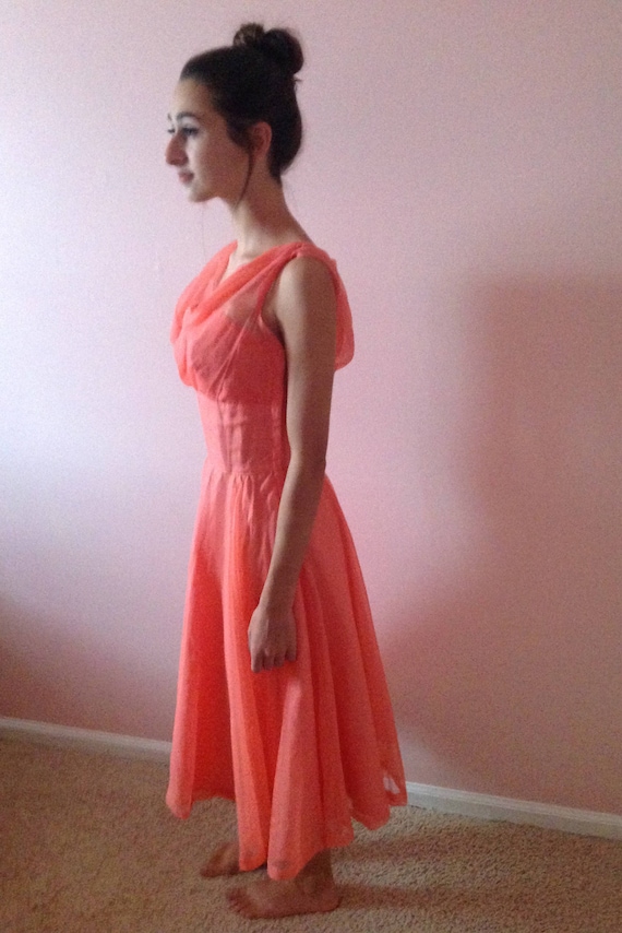 Spring Promenade ~ Fifties Coral Prom Dress - image 2