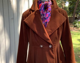 Velvet Coat,Sz L,Double Brest with a Peplum Coat
