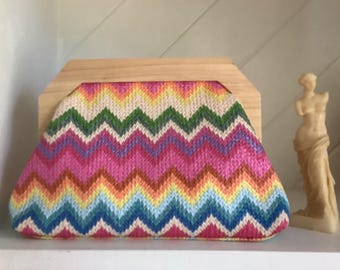Shiraleah Chicago Straw Clutch Handbag,Multi Colored Chevron Patterned Straw Purse