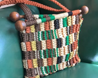 Vtg. 70’s Macrame Woven Shoulder Purse,Handmade Purses