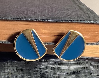 Vintage 80’s Blue Enamal Stud Post Earrings