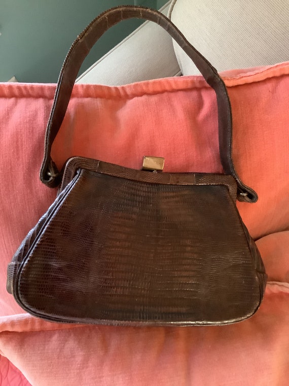 Vintage Lizard Skin Handbag,50’s Lizard Purse,Skin