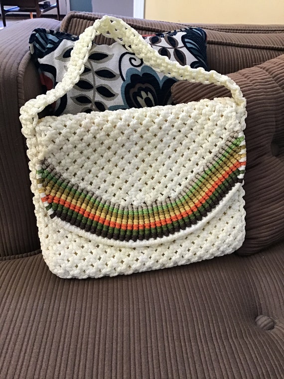 Macrame Shoulder Bag,70’s Macrame Handbag,80’s Kno