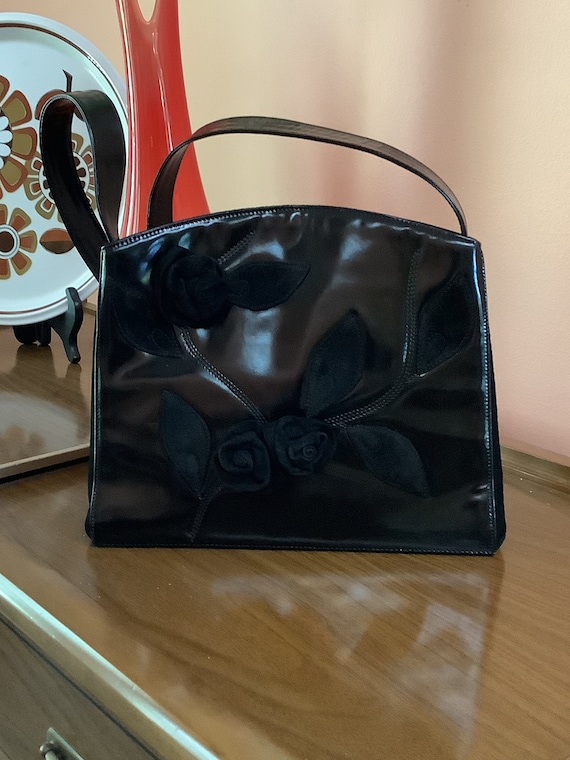 BRACCIALINI Italian Leather Handbag,50’s 60’s  Bla