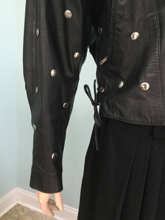 Vintage Biker Jacket,SzM,Leather 80’s Stud Leathe… - image 8