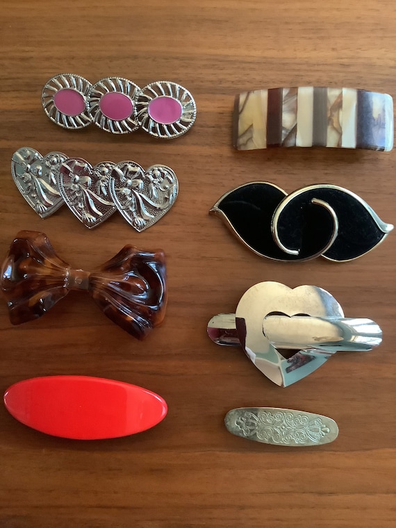 Vintage Barrettes, Set of 8, Vtg Barrettes 70’s -9