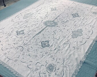 Vintage Lace Tablecloth, 90”x36” Rectangle Table Cover