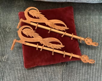 Victorian Era Cast Iron Infinity Leaf Design Curtain Rods , Set of 2