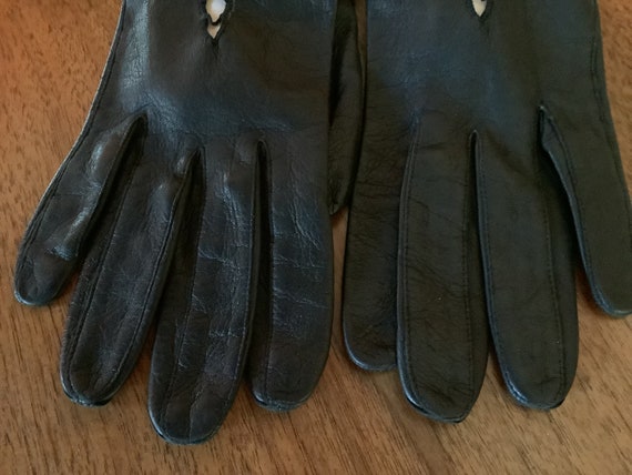 Vintage Leather Kidd Leather Gloves,Black Kidd Gl… - image 6