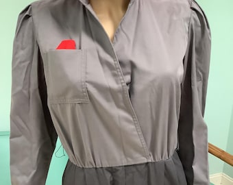 50’s Sz 10, Two tone Gray Jumpsuit by CARON Chicago