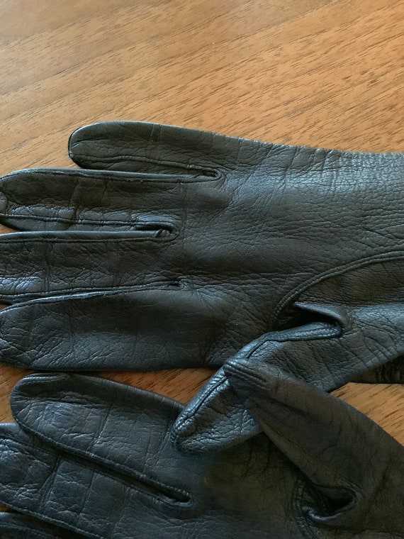 Vintage Leather Kidd Leather Gloves,Black Kidd Gl… - image 8