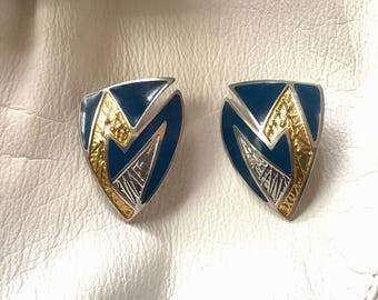 80’s EDGAR BEREBL Pierced Shield Earrings
