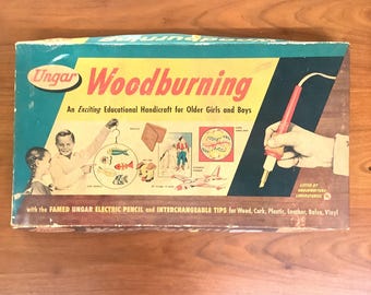 Woodburning Handcraft by UNGAR, Electric Pencil set ~ 1960’s Boys Craft