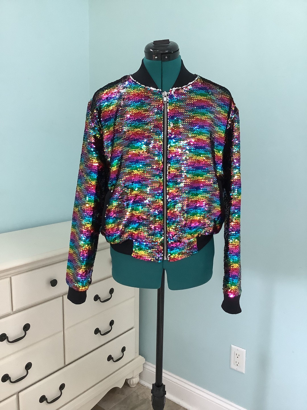 Vtg 90s Glitter Bomber Jacket ,sz M,sequin Jackets Etsy