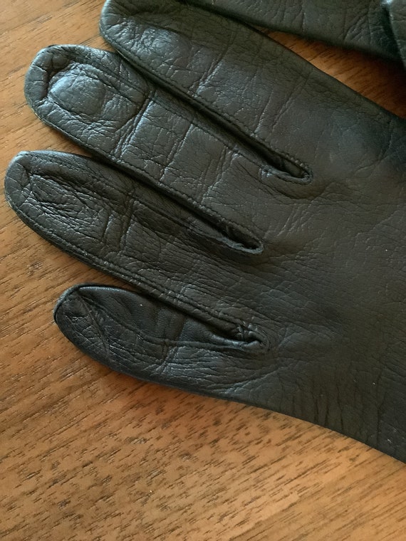 Vintage Leather Kidd Leather Gloves,Black Kidd Gl… - image 7