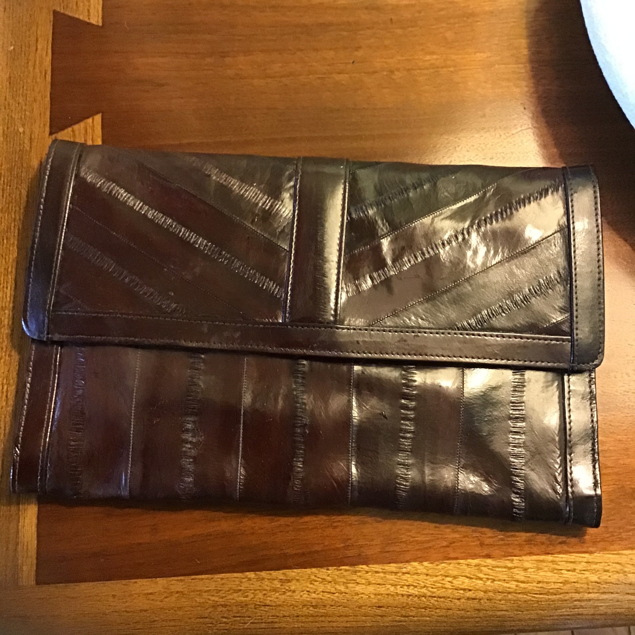 Vintage Eel Skin Clutch Wallet Organizer Envelope Purse Eel Skin Handbags Eel Fish Handbag Skin Clutch 80 s Envelope