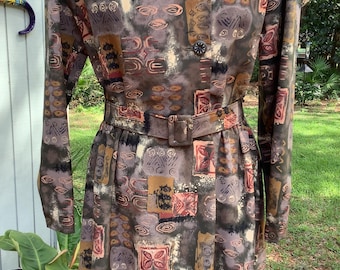 70’s Shirtwaist Dress,Sz 12-14, Handmade Dresses, Leslie Faye Style