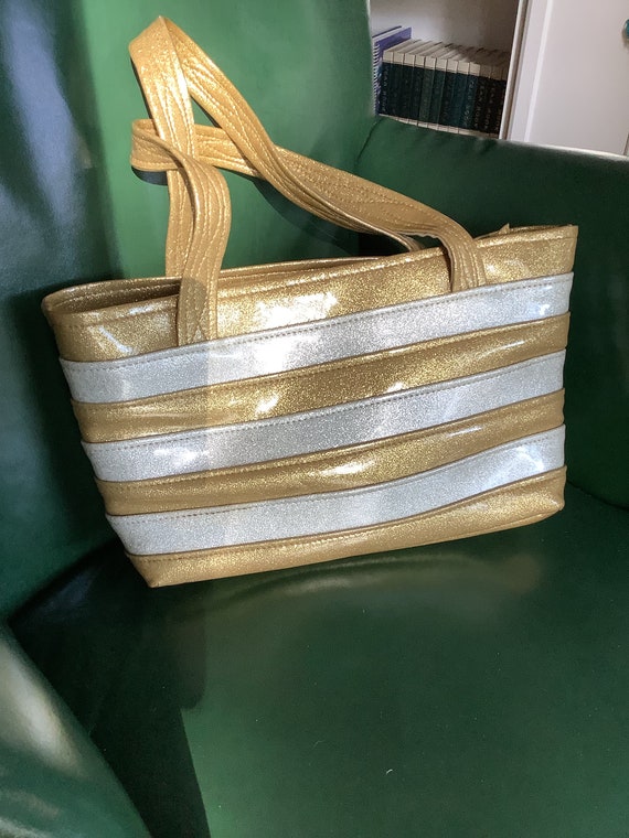 Vintage Vinyl Handbags, Sparking Gold and Silver … - image 1