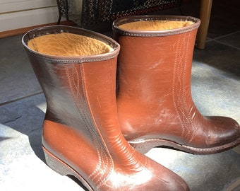 Vintage 70s Brown Rubber Insulated Snow Boots, Waterproof Size 7