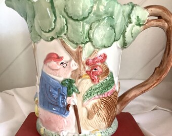 Pitchers,FRITZ & FLOYD, Novelty Bacon and Eggs Farmhouse Pitchers, Collectable