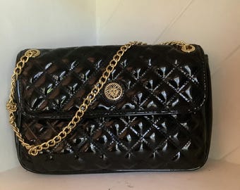 ANNE KLEIN Patent Leather Quilted Shoulder Purse