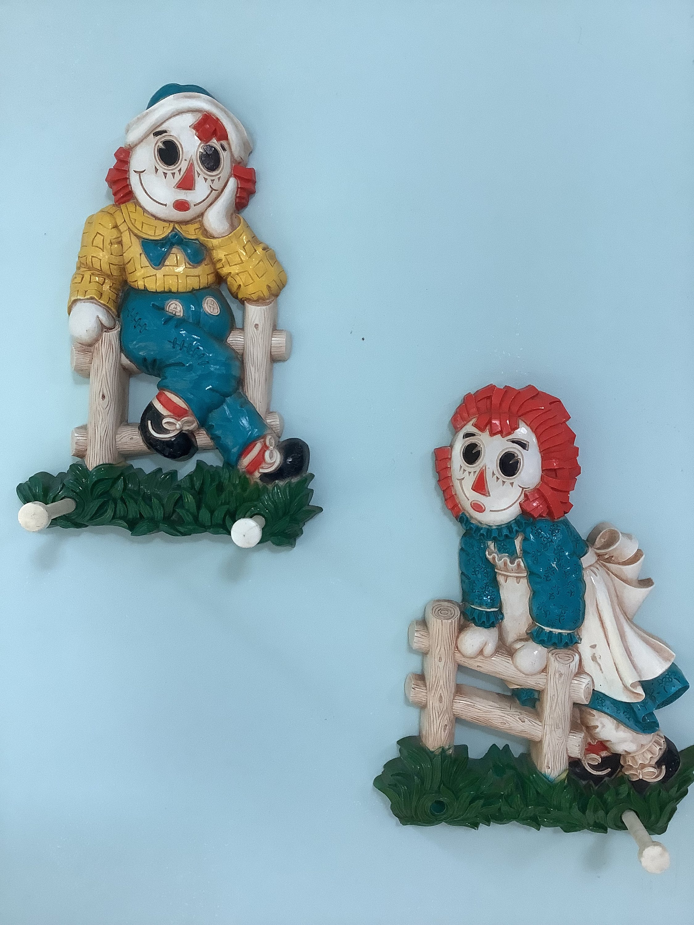 Raggedy Ann & Andy 木製 ウォールアート 壁掛け Raggedy Ann and Andy Wall Plaques, 1977 Nursery Decor - Etsy