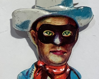 50’s “Lone Ranger” Comic Hero Lapel Pin ~ Tin Metal