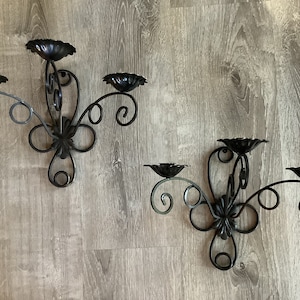 Kerzenhalter-Wandleuchten, MCM Metall-Scroll-Wandleuchten, (2er-Set)